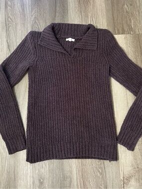 ❤️5 FOR $25❤️ Deep Plum Collared Ribbed Knit Sweater Y2K 90s Vintage Style XS